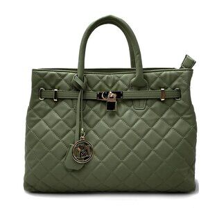 NWT Badgley Mischka Large Quilted Tote with Front Lock